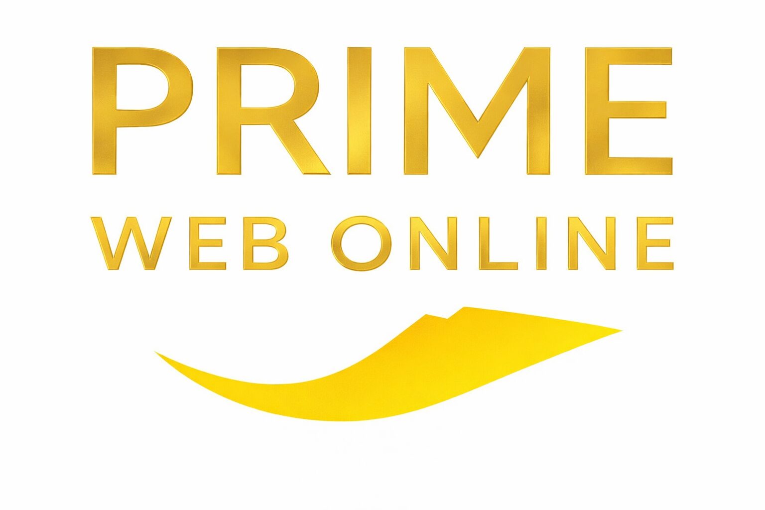 Prime Web Online logo with gold text and a yellow swoosh, on a white background.