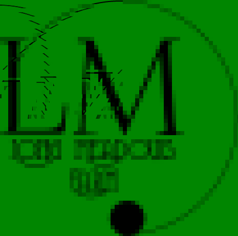 Logo with large letters 'L' and 'M', text 'Long Meadows Farm', and a small black circle at the bottom right.
