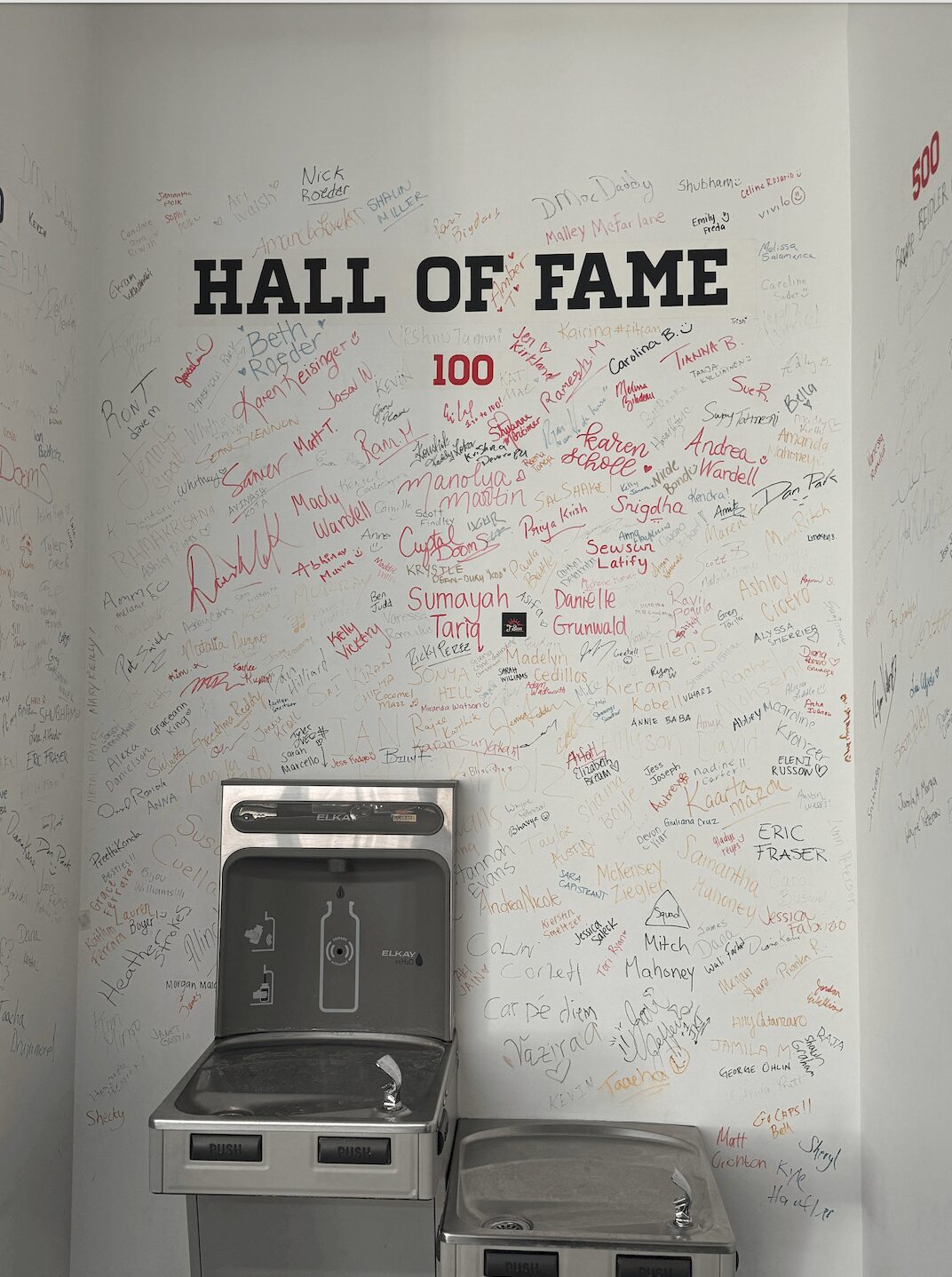 Wall with signatures and messages,