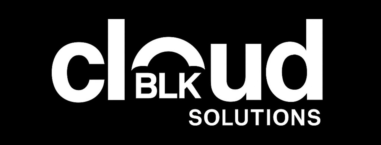 Black and white logo with the words 'cloud solutions' and 'BLK' in the center.