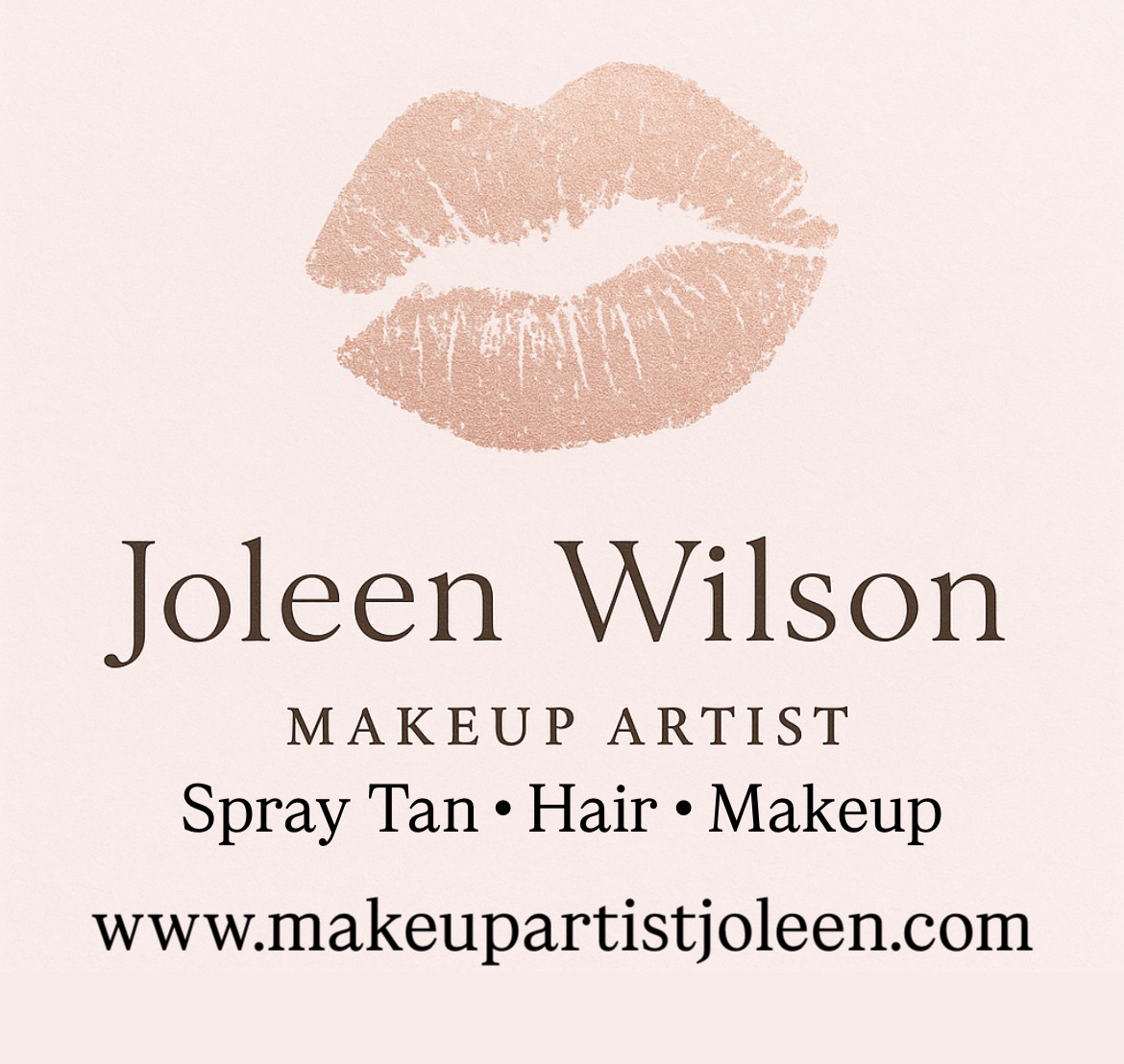 Lip print above text with name, profession, services, and website, on a light background.