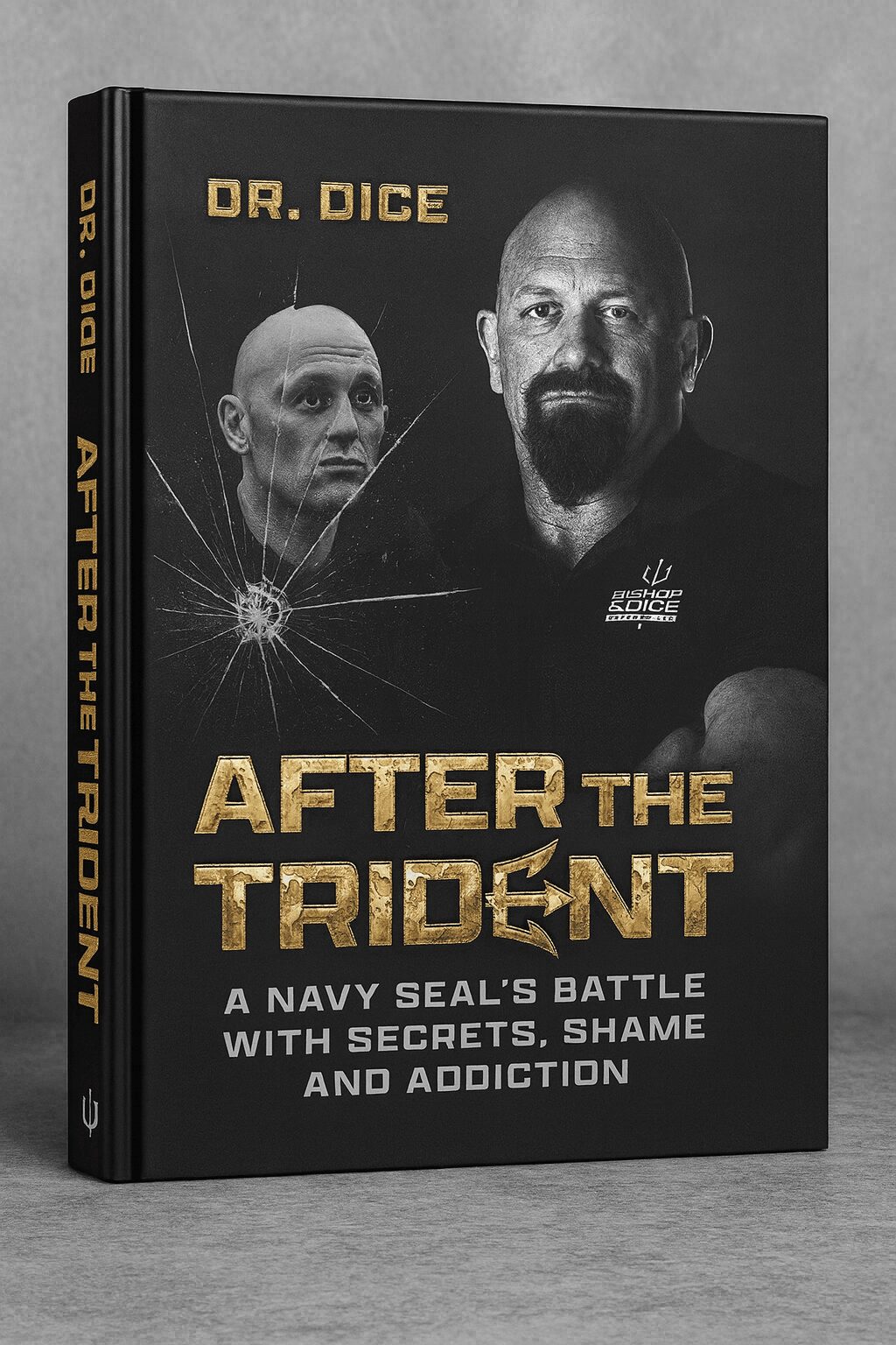 Book cover titled 'After the Trident' featuring two men's faces, one with a beard, and a ship's silhouette, with a dark background.