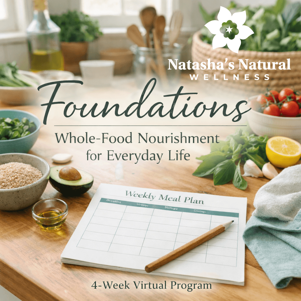 Kitchen counter with bowls of food, a weekly meal plan, and fresh vegetables, promoting wellness and nourishment.