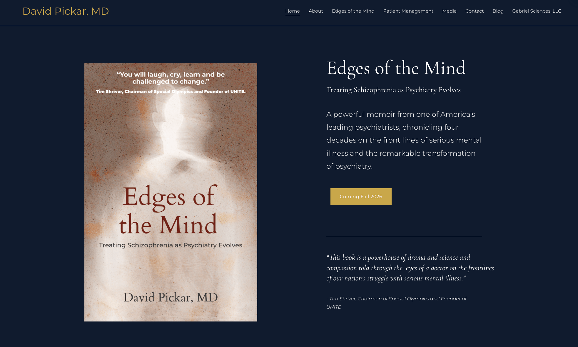 Book cover titled 'Edges of the Mind' with a blurred face and light effects, author's name David Pickar, MD.
