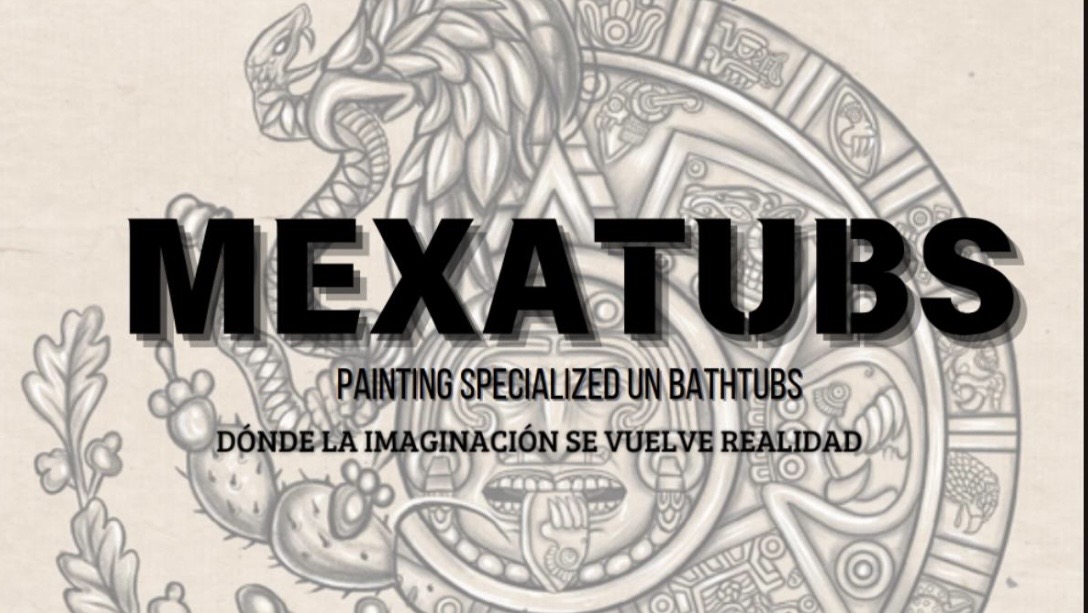 Text overlay on a detailed illustration with a lion and shield, reading 'MEXATUBS' and additional Spanish text.
