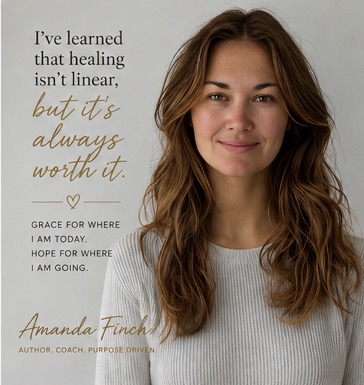 Young woman with long wavy hair smiling, wearing a light-colored top, with motivational quote on the left side.