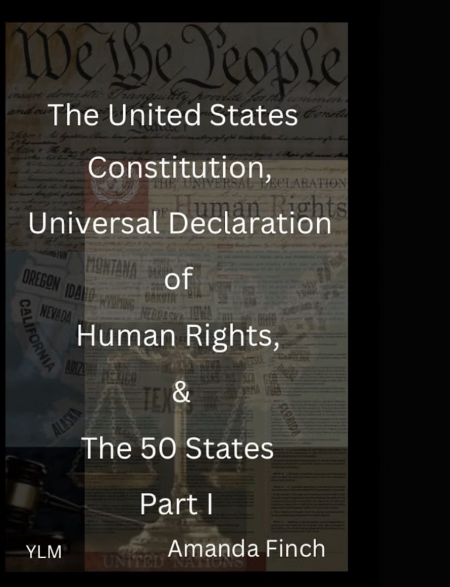 Text overlay on a background of the U.S. Constitution, listing the title and author, Amanda Finch.