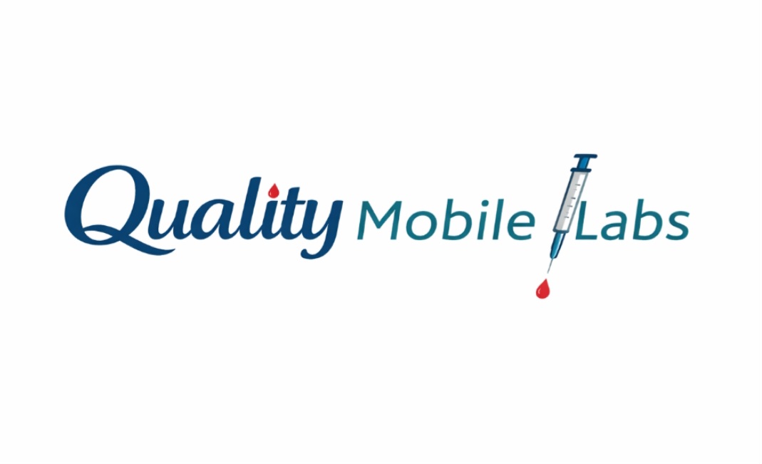 Logo with text 'Quality Mobile Labs' and a syringe icon, on a white background.
