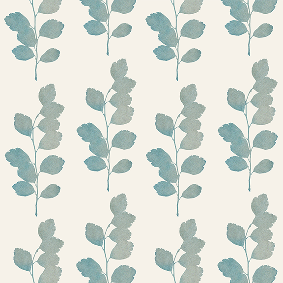 Pattern of blue-green leaves on light background, repeating in rows and columns.