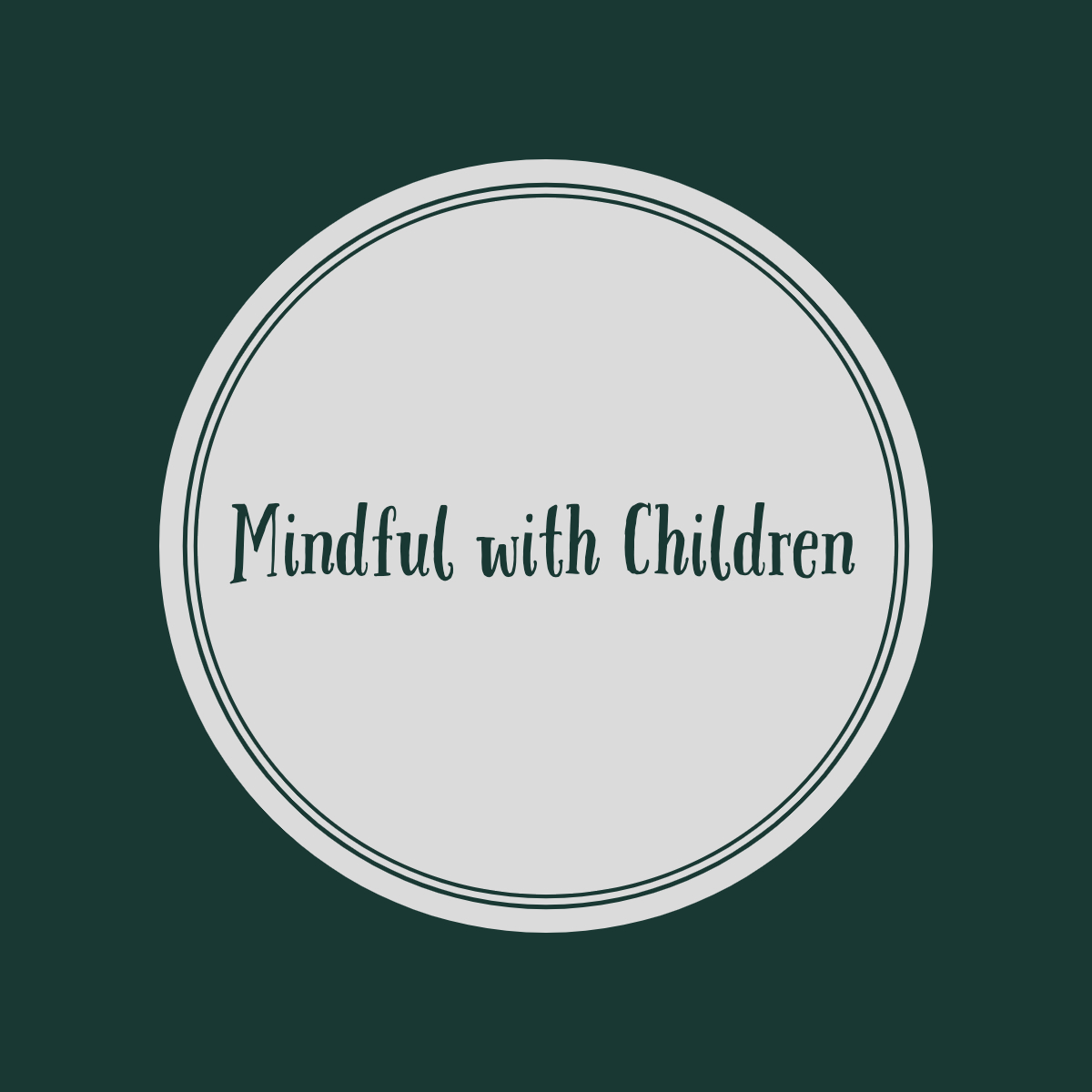 Text reads 'Mindful with Children' inside a circular design on a dark background.