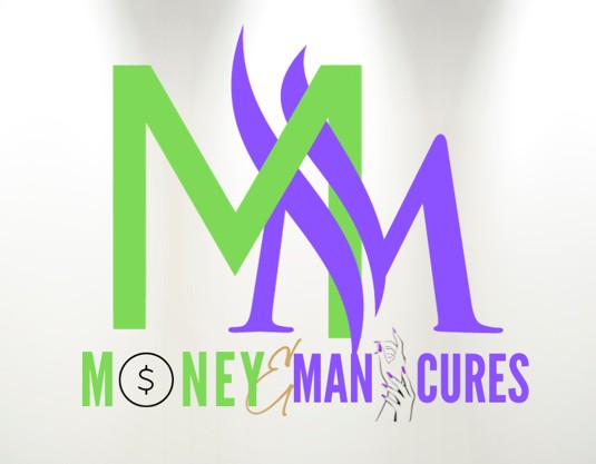 Logo with green and purple text reading 'Money Man Cures' and stylized flames, with a small dollar sign and a person icon.