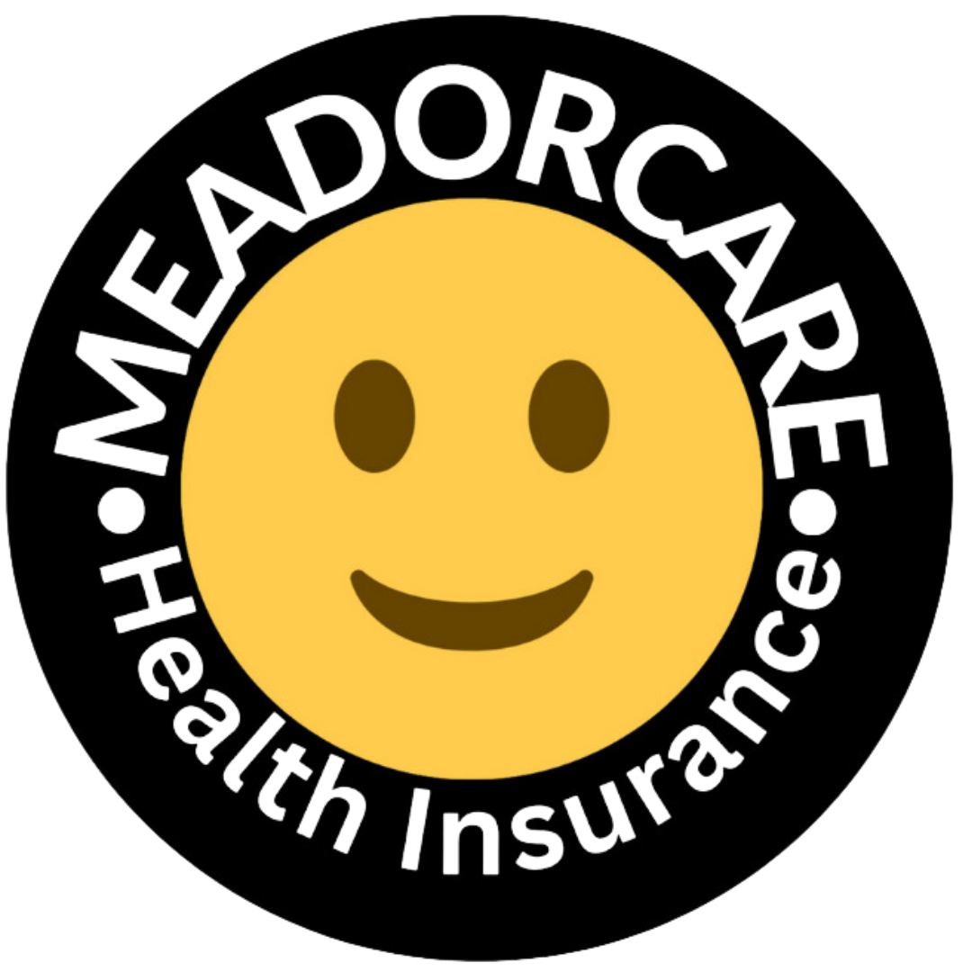 A circular logo with a yellow smiley face in the center, surrounded by black with white text reading 'HEADORCARE' and 'Health Insurance'.
