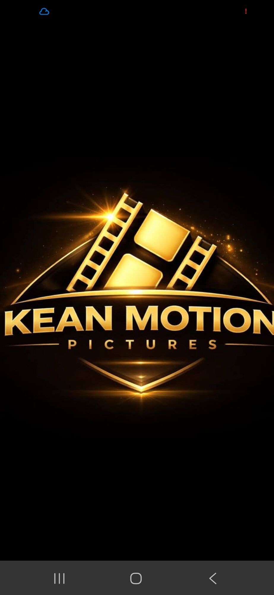 Golden film reel and clapperboard with text 'Kean Motion Pictures' on a black background.