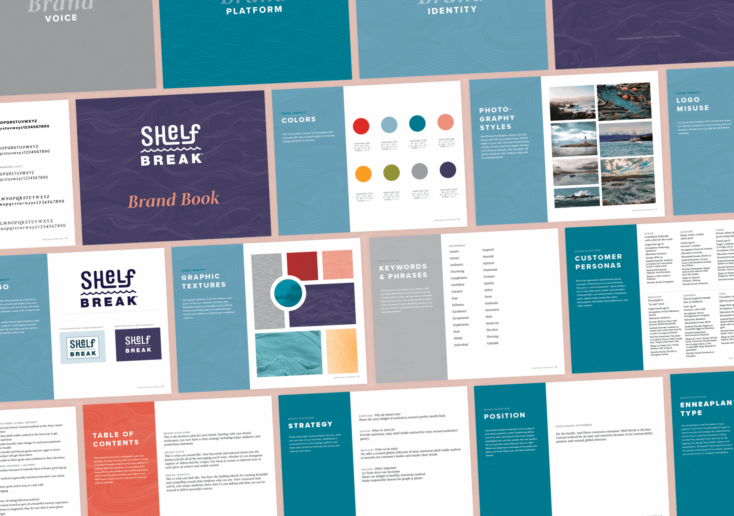 Collection of presentation slides with text, charts, and images in blue, white, and gray colors.