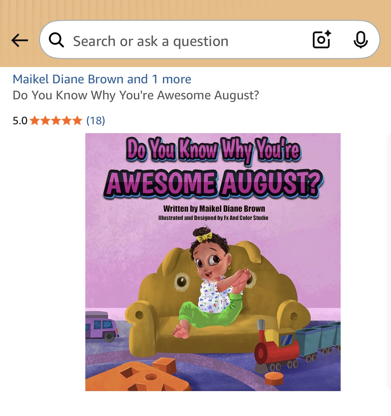 Book cover with a girl sitting on a yellow couch, surrounded by toys, with pink background and bold text.