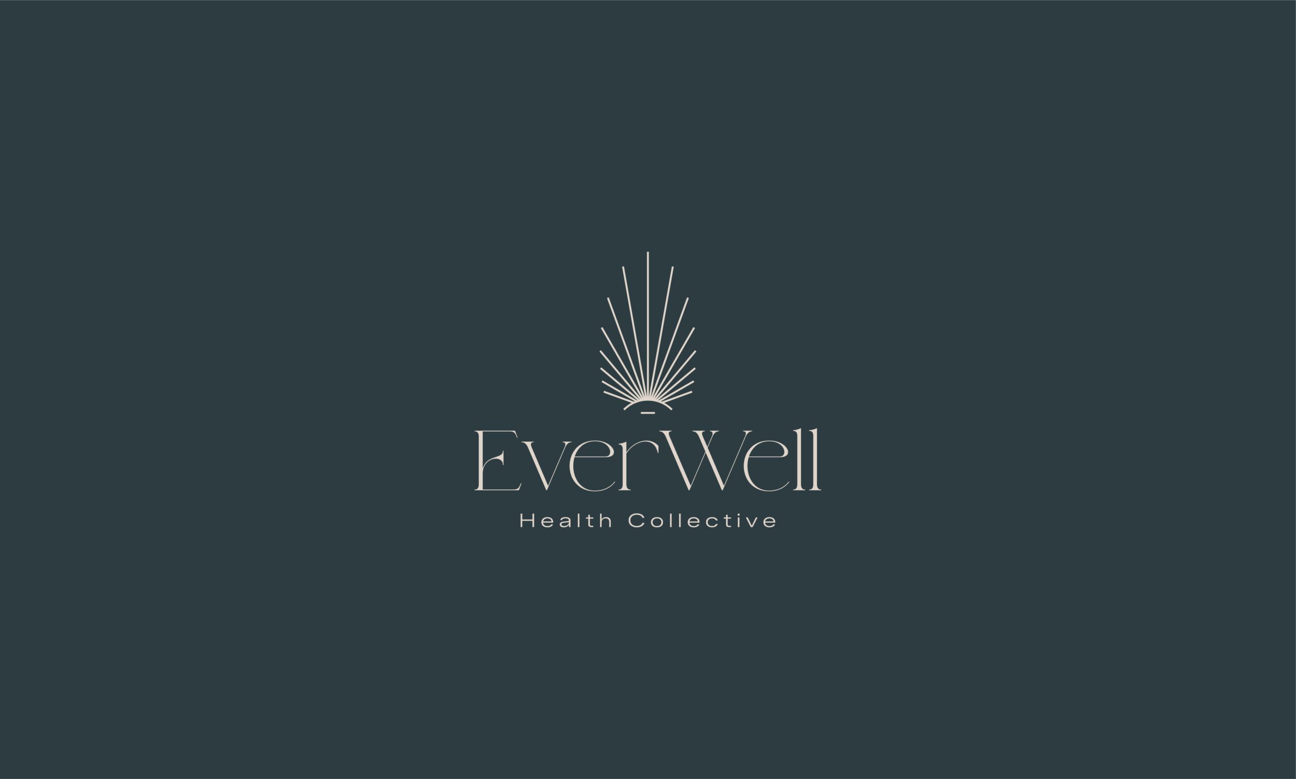 Logo with a stylized sunburst above the text 'Ever Well' and 'Health Collective' on a dark background.