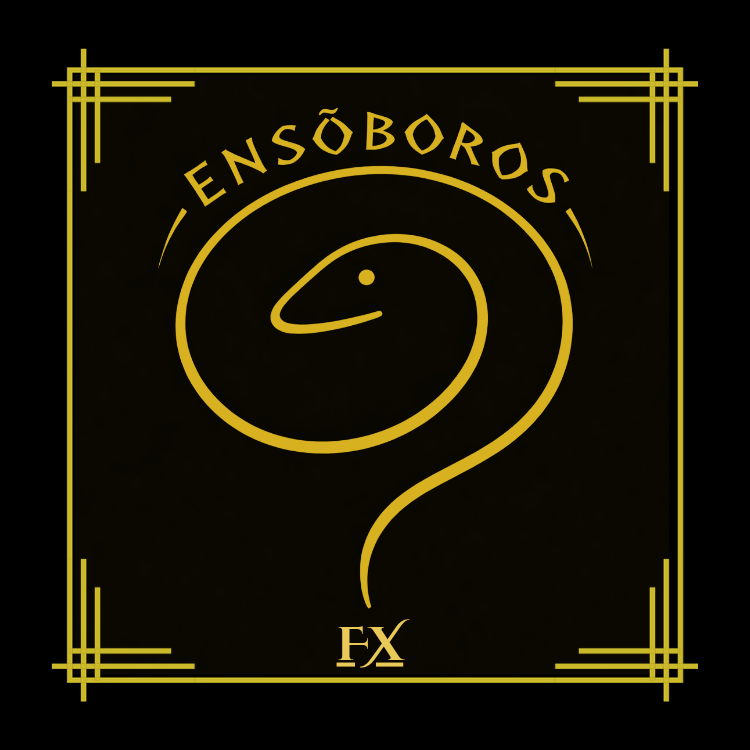 Logo with a stylized snake and the text 'ENSÖBORS' and 'FX' in gold on a black background.
