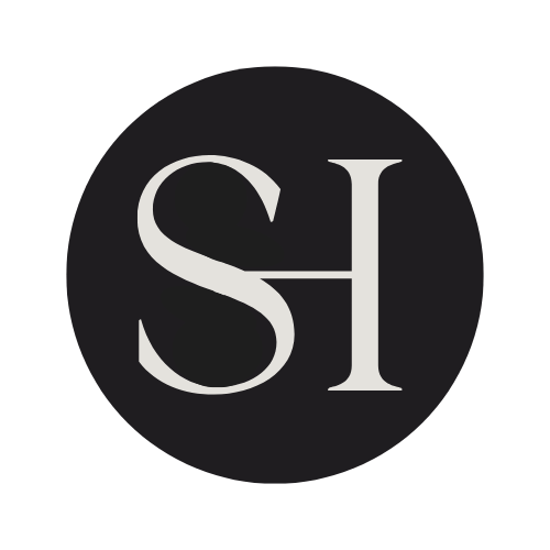 Black circle with white stylized letters 'S' and 'H' inside.