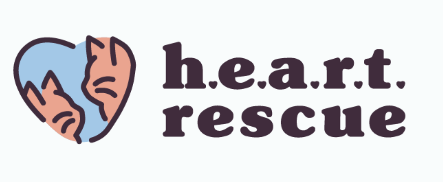 Logo with two hands inside a heart shape, and text 'h.e.a.r.t. rescue' beside it.