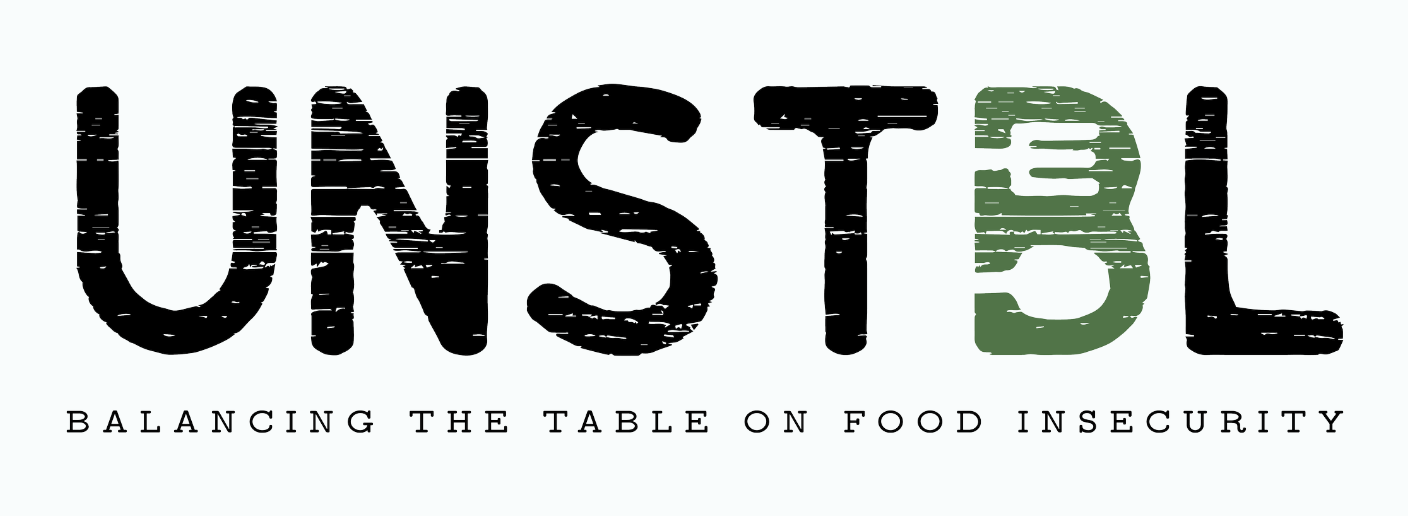 Text logo with the words 'UNST3L' and the tagline 'Balancing the table on food insecurity'.
